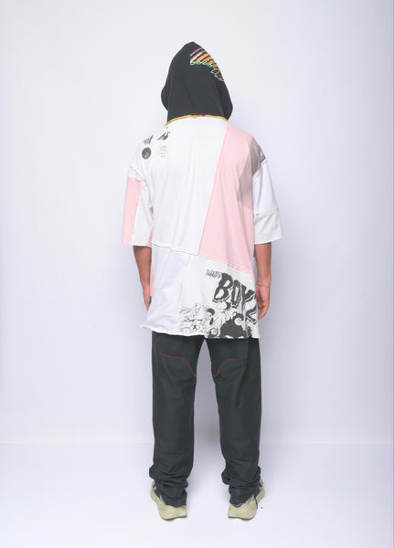 Sixne colab upcycled short sleeve hoodie